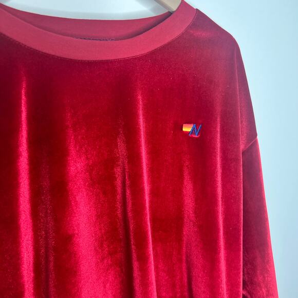 Aviator Nation Red Velvet Relaxed Sweatshirt Medium Womens - Picture 3 of 14